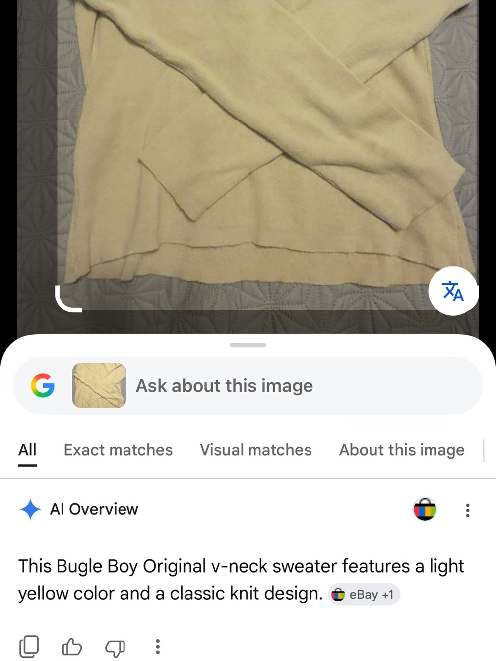 Bugle Boy Light Yellow V-Neck Sweater